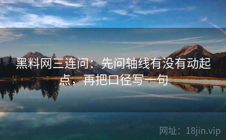 黑料网三连问:先问轴线有没有动起点,再把口径写一句 黑料网三连问:先问轴线有没有动起点,再把口径写一句